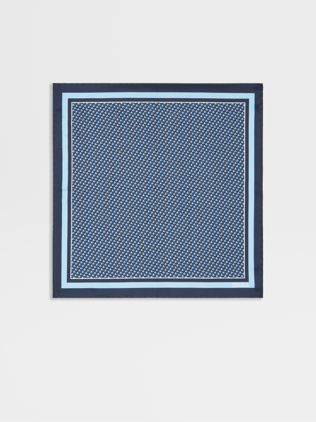 Dark Blue Silk Printed Pocket Square
